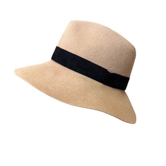 Eugenia Kim Farrah Classic Rabbit Hair Wide Brim Fedora Hat Camel Sz Medium New